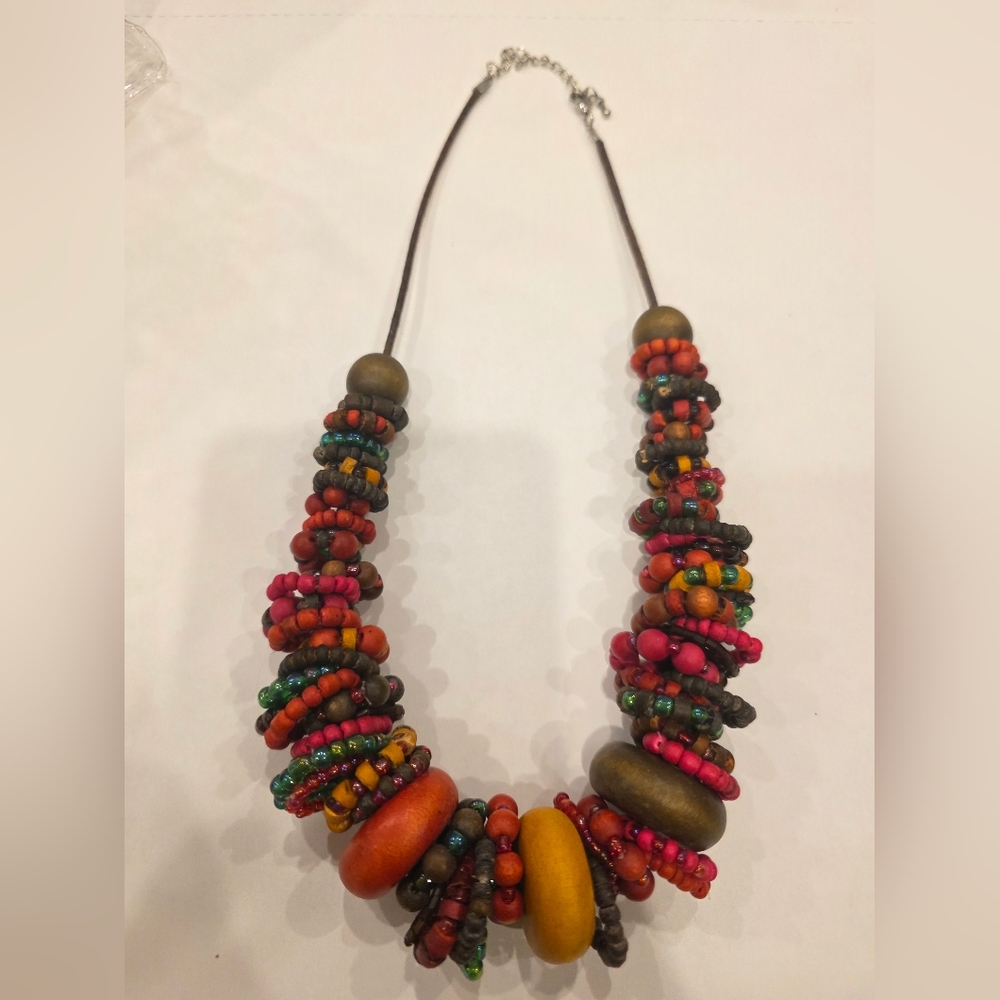 Handcrafted Multicolor Beaded Statement Necklace - image 3